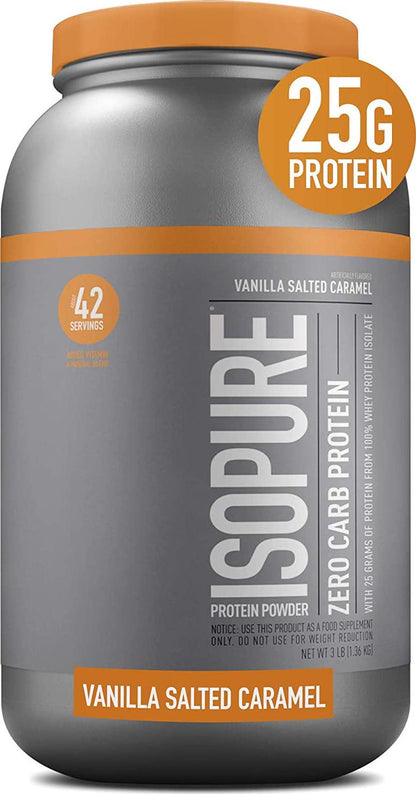 Isopure Zero Carb, Keto Friendly Protein Powder, 100% Whey Protein Isolate, Flavor: Vanilla Salted Caramel, 3 Pound