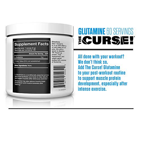 JNX SPORTS, The Curse! Glutamine, L-Glutamine Powder 5g - Support Muscle Recovery, Post Workout, 60 Servings, Unflavored
