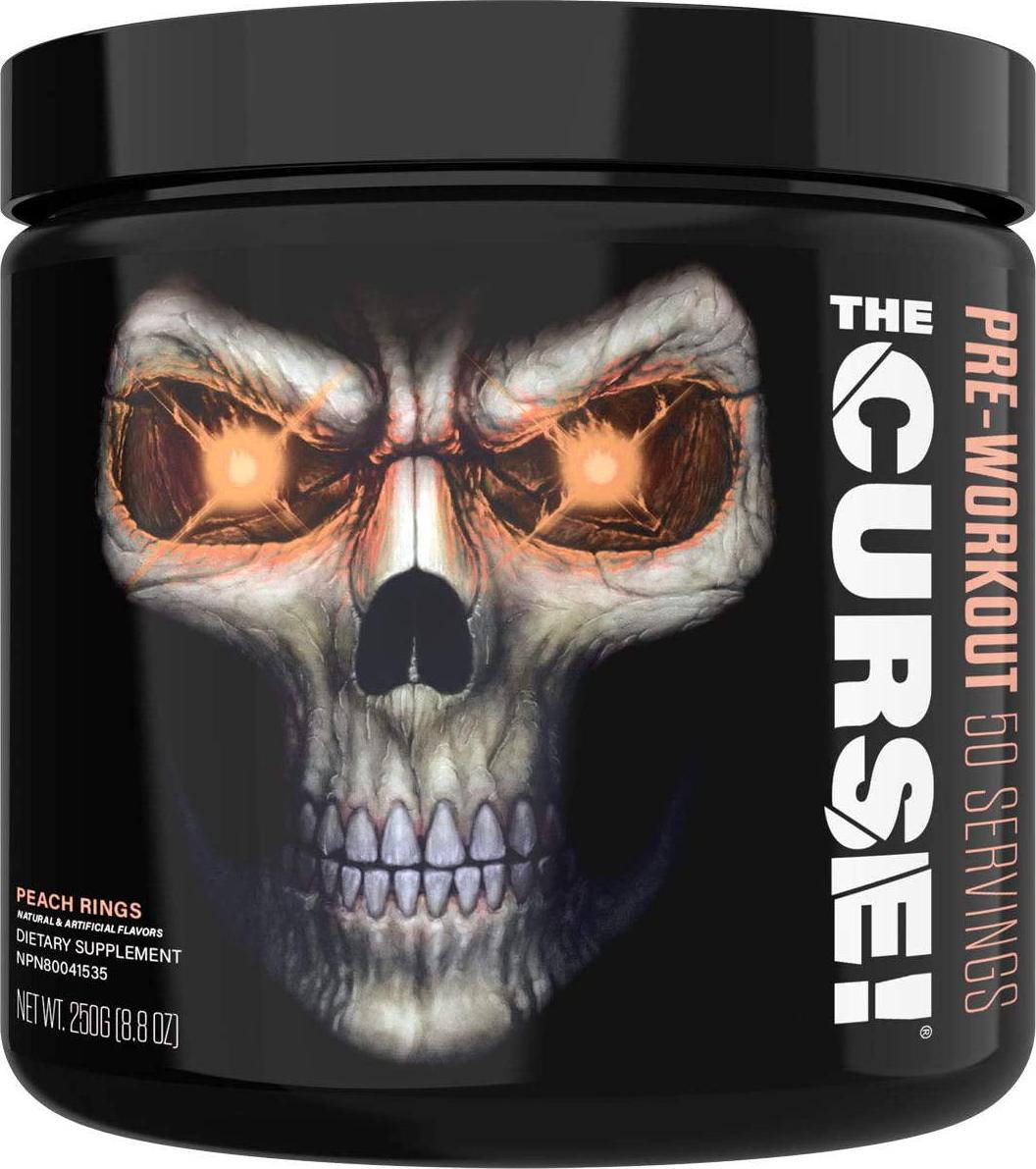 JNX Sports The Curse! Pre Workout Supplement - Intense Energy and Focus, Instant Strength Gains, Enhanced Blood Flow - Nitric Oxide Booster with Creatine and Caffeine - Men and Women | Peach Rings | 50 SRV