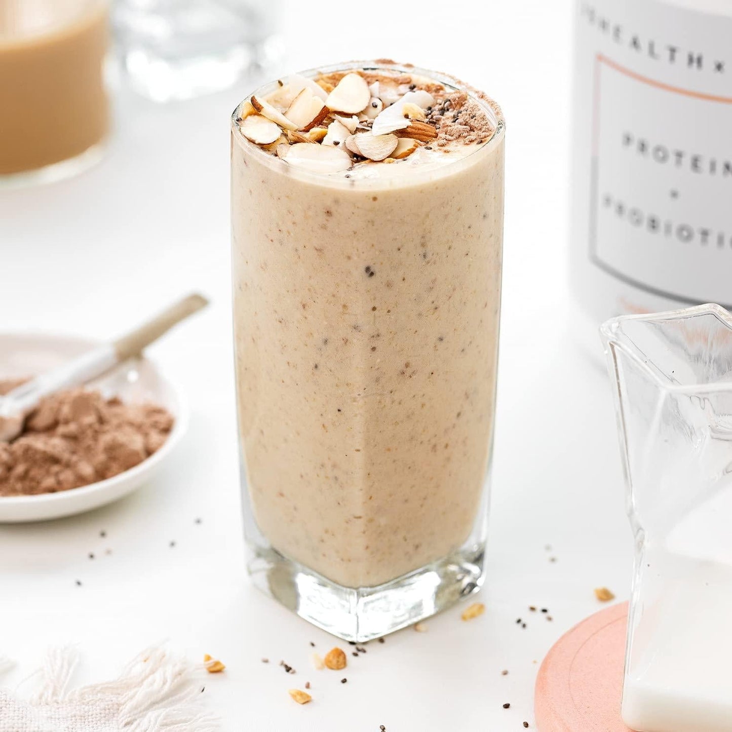 JSHealth x FitOn Vegan Pea Protein Powder with Probiotics - Gluten Free, Non GMO, Plant Based Protein Drink Mix - 450g, Cookies and Cream