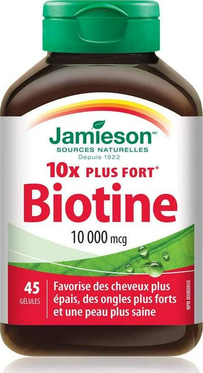 Jamieson 10x Stronger Biotin 10,000 mcg, 45 Softgels