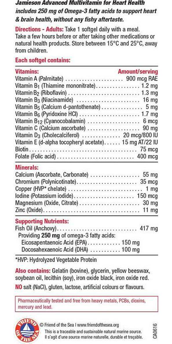 Jamieson Advanced Multi + Omega-3, 60 softgels