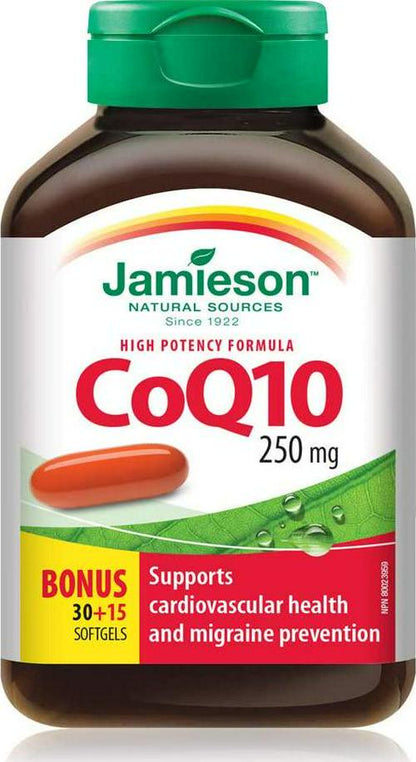 Jamieson CoQ10 250mg High Potency 30+15Sgels