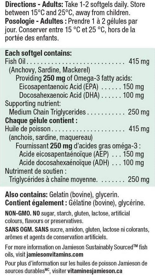 Jamieson Extra Strength Omeag-3 + MCT Oil, 120 softgels