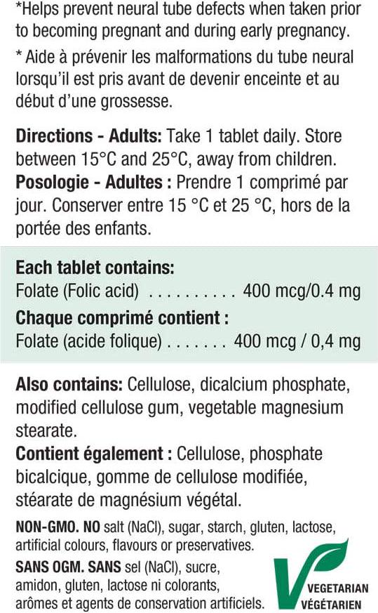 Jamieson Folic Acid 400 mcg, 200 tablets