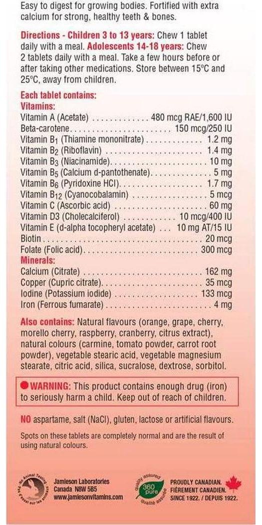 Jamieson Multiviamin for Kids 60 Chewable Tablets