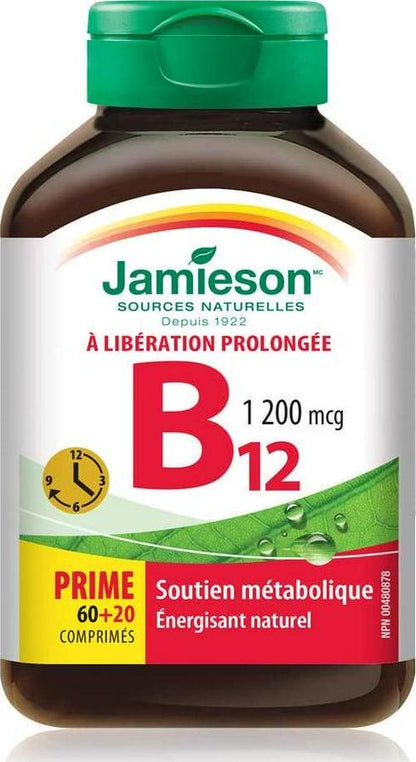 Jamieson Vitamin B12 (Cobalamin) 1200mcg, Timed Release, 180tablets