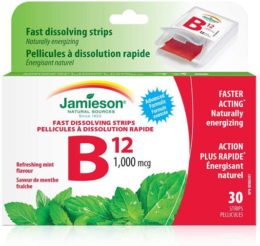 Jamieson Vitamin B12 1,000 mcg Fast Dissolving Strips, 30 Strips