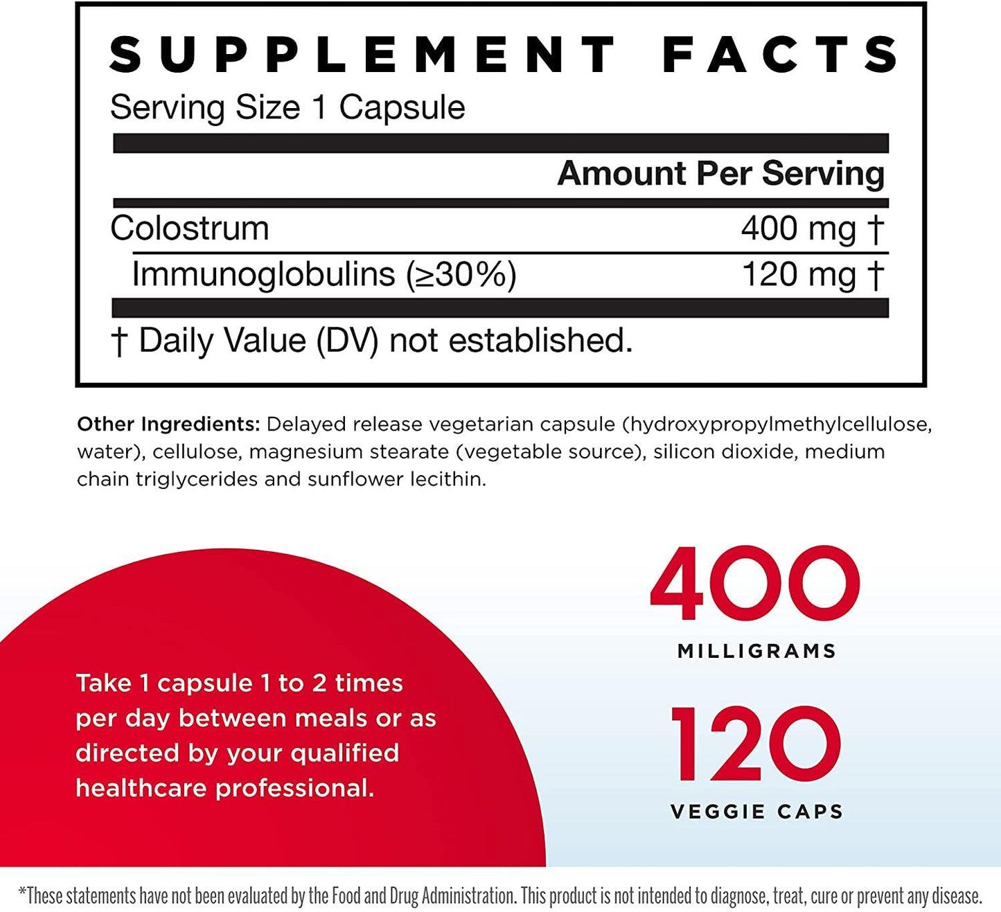 Jarrow Formulas Colostrum Prime Life, Supports Gastroinestinal, Immune, Respiratory Health, 500 mg, 120 Caps