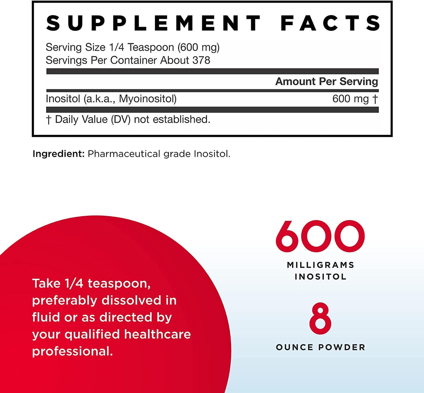 Jarrow Formulas Inositol Powder, Supports Liver Function, 600 mg, 8 oz