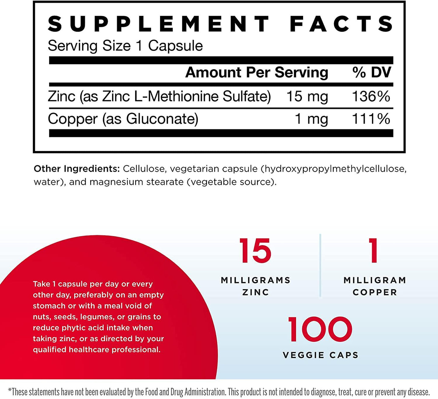 Jarrow Formulas Zinc Balance 15 mg, Supports Immune and Antioxidant Protection, 100 Caps