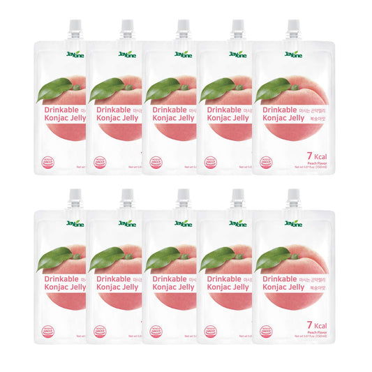 Jayone Drinkable Konjac Jelly (10 Packs of 150ml) - Healthy and Natural Weight Loss Diet Supplement Foods, 0 Gram Sugar, Low Calorie, Only 7 kcal Each Packets (Peach)