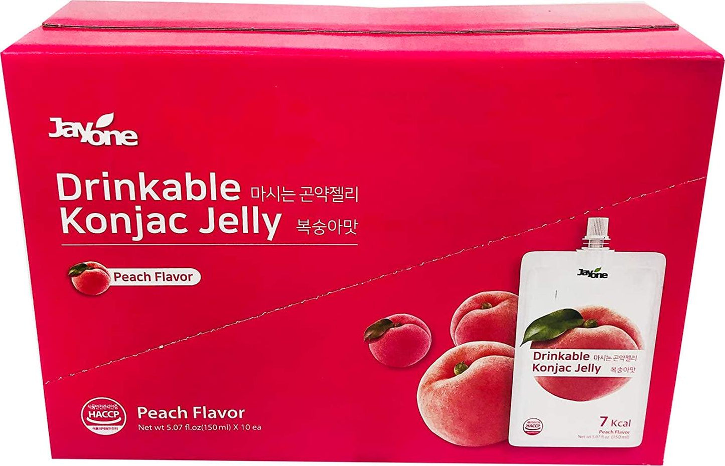 Jayone Drinkable Konjac Jelly (10 Packs of 150ml) - Healthy and Natural Weight Loss Diet Supplement Foods, 0 Gram Sugar, Low Calorie, Only 7 kcal Each Packets (Peach)