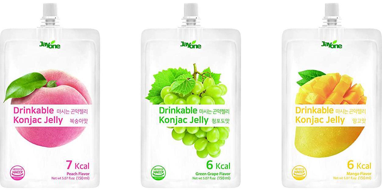 Jayone Drinkable Konjac Jelly (10 Packs of 150ml) - Healthy and Natural Weight Loss Diet Supplement Foods, 0 Gram Sugar, Low Calorie, Only 7 kcal Each Packets (Peach)