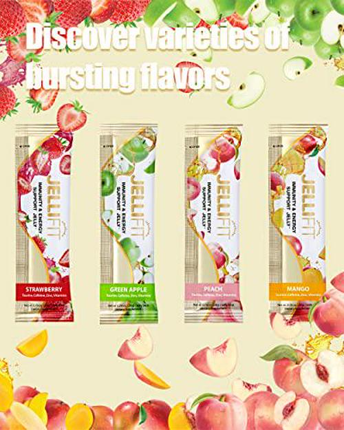 Jellifit Pack of 8 Energy Gel - Pre Workout Energy Gels for Running - Gelatin and Gluten Free Energy Supplements - Sports Nutrition with 30mg Caffeine for High Performance