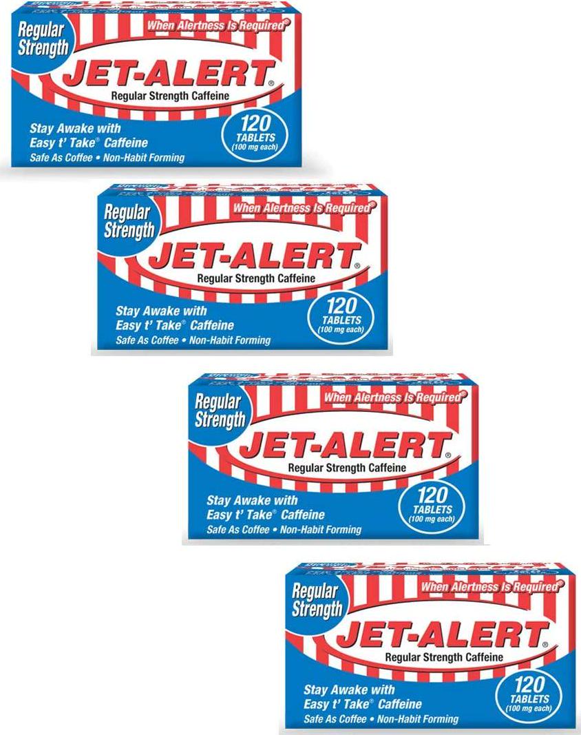 Jet-Alert 100 MG Each Caffeine Tab 120 Count (Pack of 4)