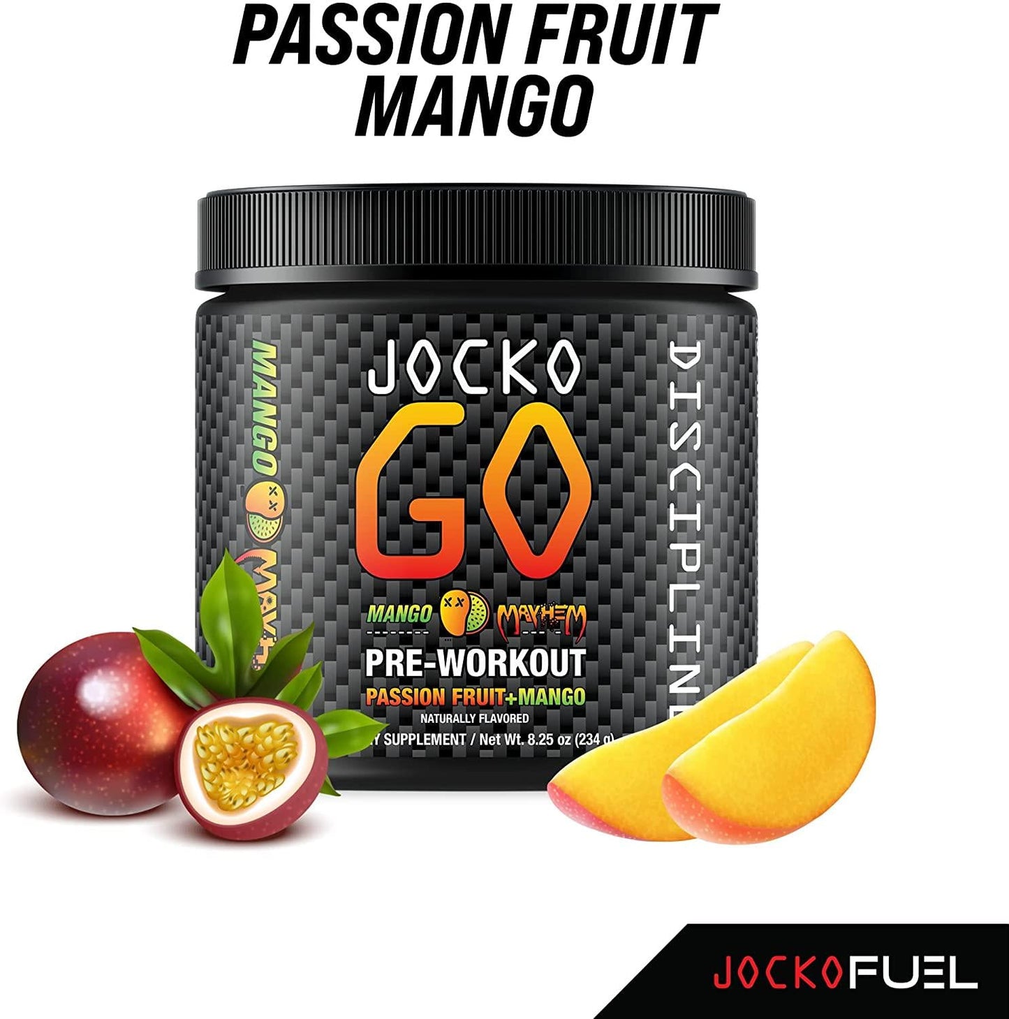 Jocko GO Pre Workout (Mango Mayhem) - Keto, Vitamin C, L Theanine, Caffeine, L Citrulline, Rhodiola, Sugar Free Nootropic Blend - Supports Muscle Pump, Endurance and Recovery - 30 Servings