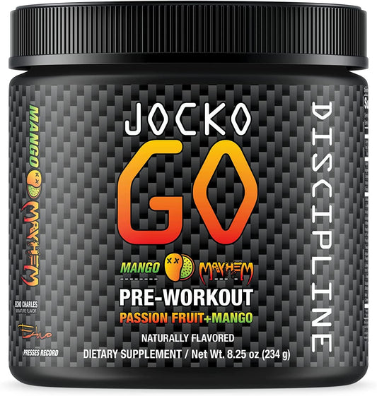 Jocko GO Pre-Workout Mango Mayhem - 30 Servings - Weight 8.25 oz (235 g) - Scoop Size 7.8 g