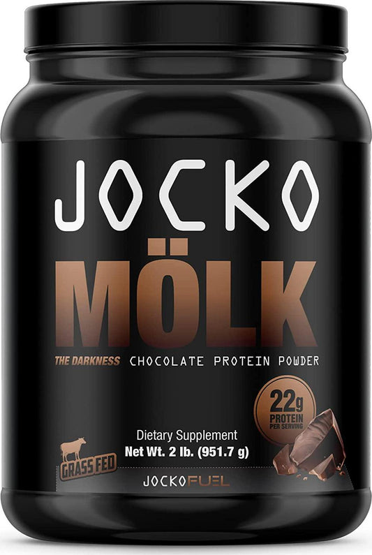 Jocko Mölk Protein Powder (Chocolate) - Keto, Probiotics, Grass Fed Whey, Digestive Enzymes, Amino Acids, Sugar Free Monk Fruit Blend - Supports Muscle Recovery and Growth - 31 Servings