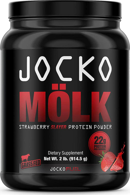 Jocko Mölk by Origin Labs - Whey Isolate Protein Powder - Strawberry Flavor - Sugar-Free Monkfruit Blend - Amino Acids and Probiotics - 31 Servings - 2 Pounds