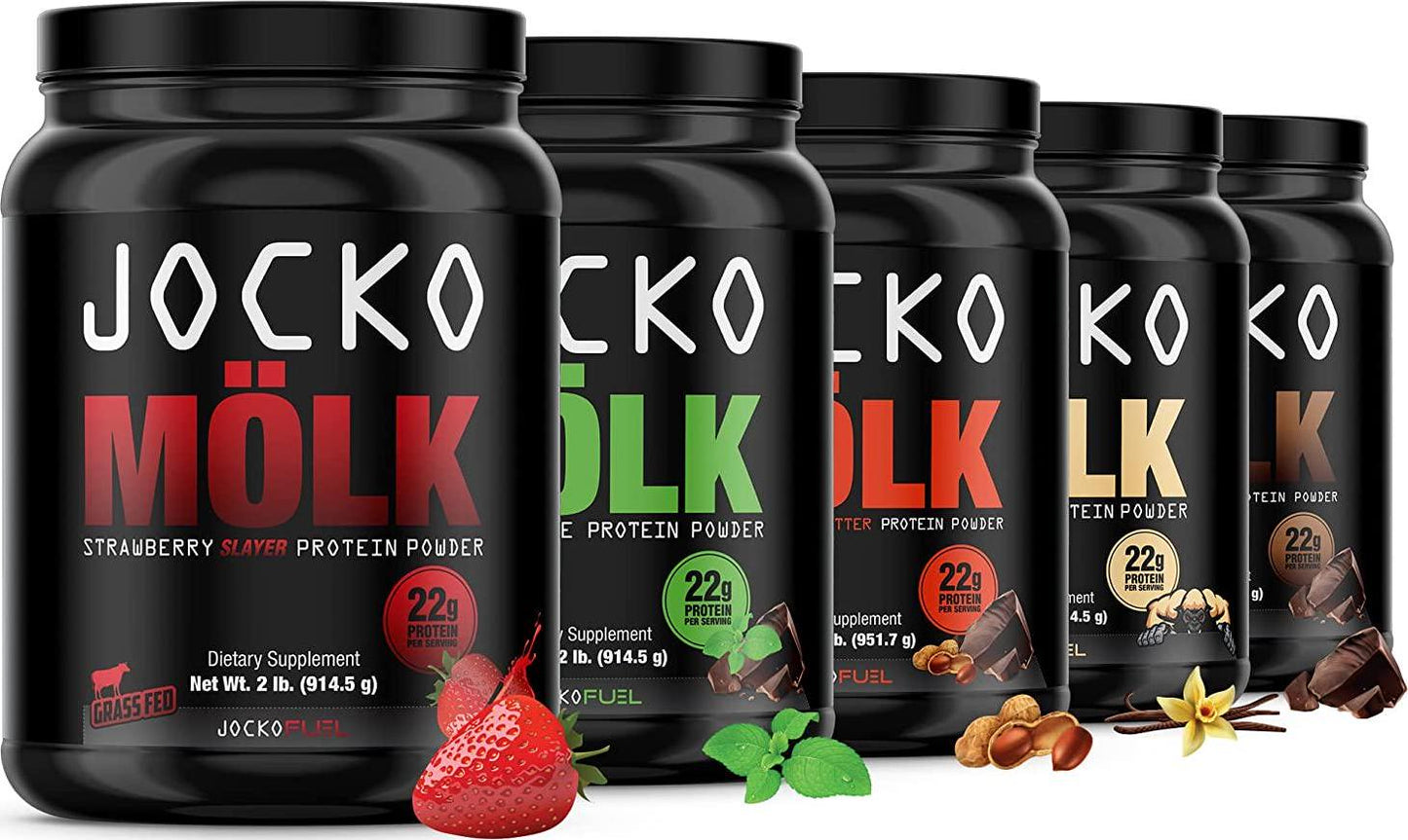 Jocko Mölk by Origin Labs - Whey Isolate Protein Powder - Strawberry Flavor - Sugar-Free Monkfruit Blend - Amino Acids and Probiotics - 31 Servings - 2 Pounds