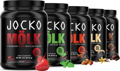 Jocko Mölk by Origin Labs - Whey Isolate Protein Powder - Strawberry Flavor - Sugar-Free Monkfruit Blend - Amino Acids and Probiotics - 31 Servings - 2 Pounds