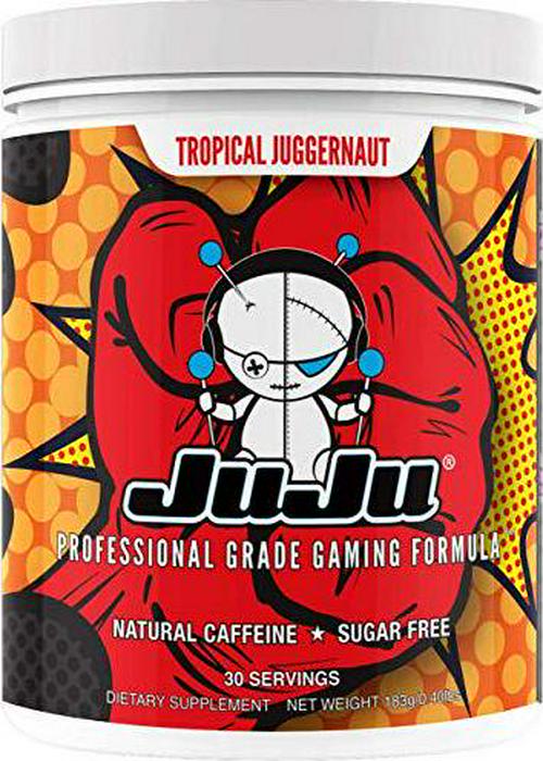 JuJu Energy - Tropical Juggernaut Tub - Professional Grade Gaming Energy Drink Mix - Sugar-Free Energy Supplement Supports Focus, Energy, Reaction time, Eye Health. Natural Caffeine, Vitamins.