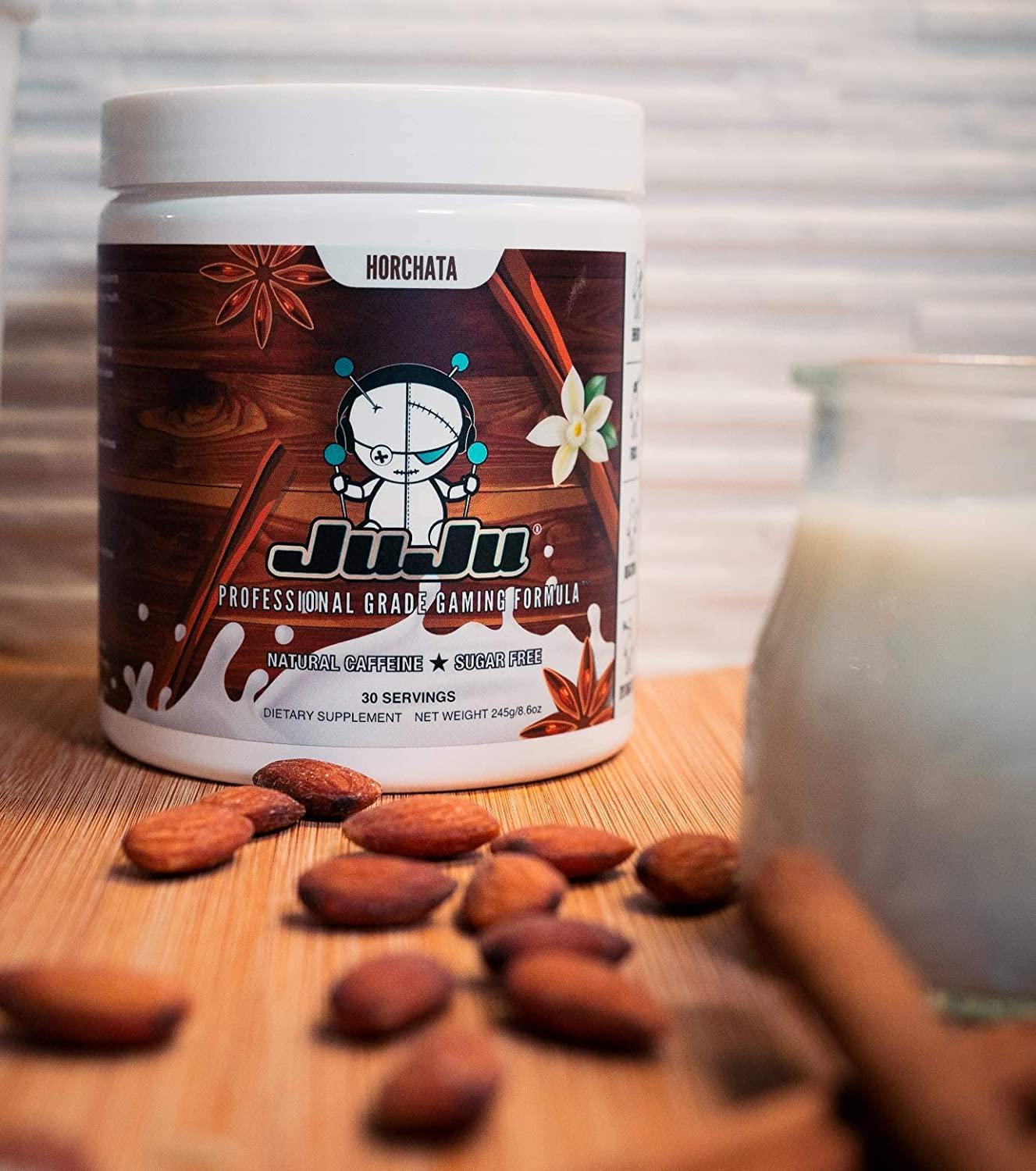 JuJu Gaming Energy Drink Horchata Mix - Energy Supplement Supports Focus, Endurance, Concentration, Eye Health. Natural Caffeine, Vitamins