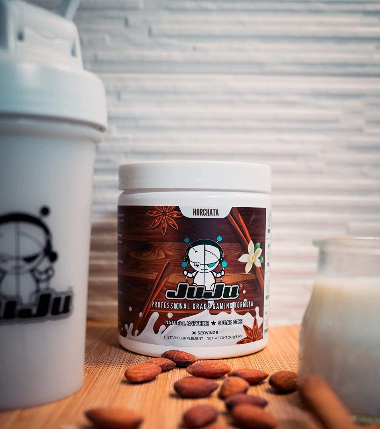 JuJu Gaming Energy Drink Horchata Mix - Energy Supplement Supports Focus, Endurance, Concentration, Eye Health. Natural Caffeine, Vitamins