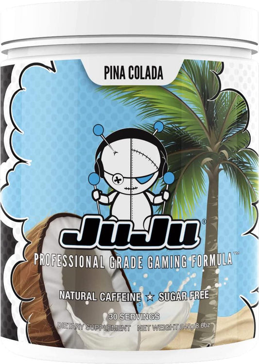 JuJu Pina Colada Gaming Energy Drink Mix - Energy Supplement, Supports Focus, Endurance, Concentration, Eye Health. Natural Caffeine, Vitamins