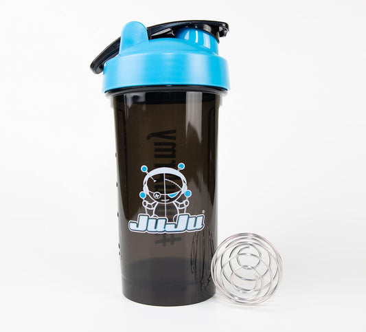 JuJu Shaker Cup for Energy Drinks, Protein Shakes, and Pre Workout, 18-Ounce, Black and Blue, BPA Free