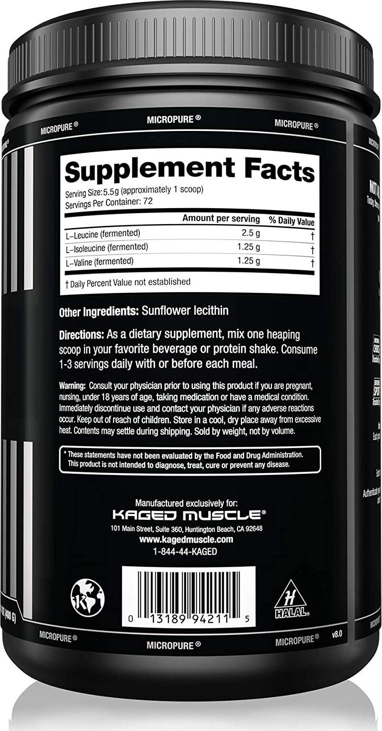 KAGED MUSCLE, Fermented BCAA Powder, Plant Based, Non-GMO, Supports Protein Synthesis, Vegan Friendly Branched Chain Amino Acids, Aminos, BCAAs, Unflavored, 72 Servings, 14.1 Ounce
