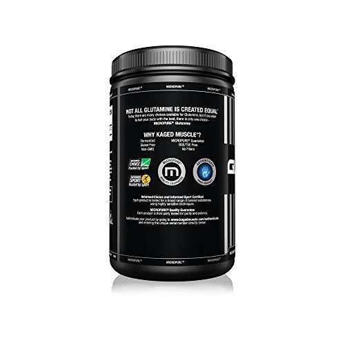KAGED MUSCLE, L-Glutamine Powder 500 Gram, Vegan, Support Muscle Recovery, Post Workout, Glutamine, Banned-Substance Free, Unflavored, 100 Servings