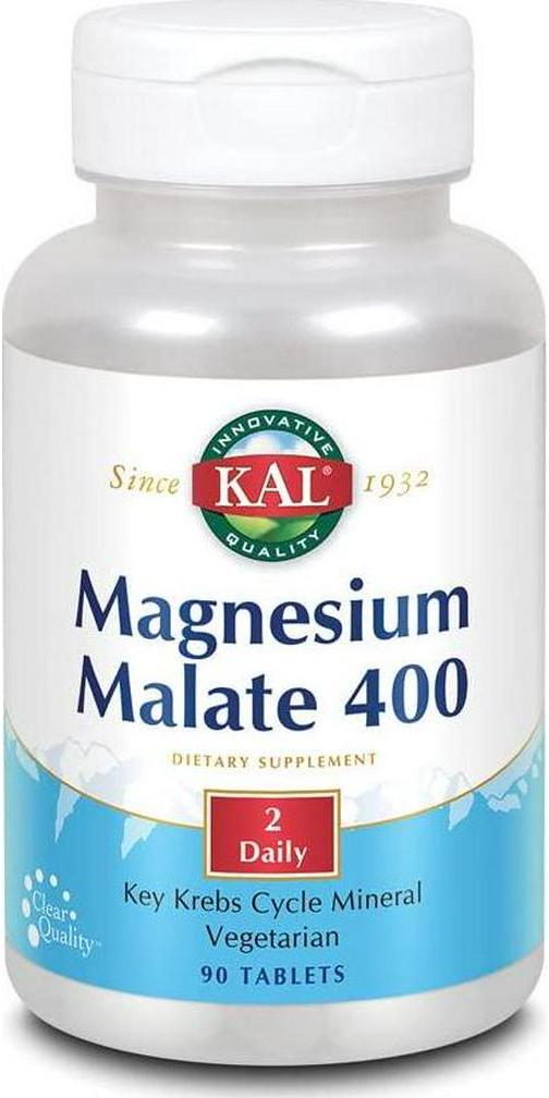 KAL Magnesium Malate 400 | Chelated with Malic Acid for Energy Production | Supports Healthy Muscle Function | 90 Vegetarian Tablets