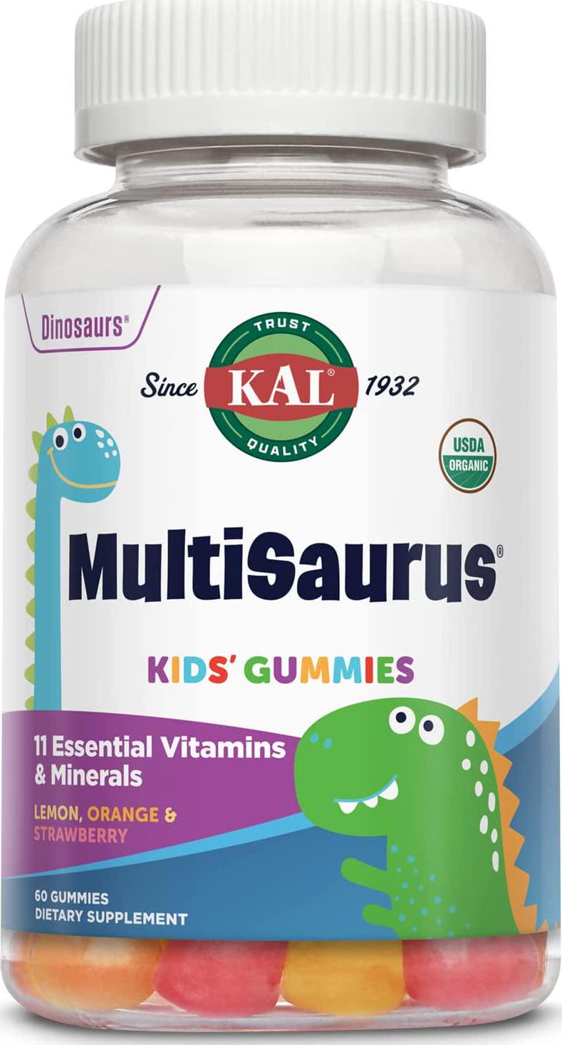 KAL MultiSaurus Kids’ Gummies | USDA Organic Multivitamin and Mineral for Children | Vegan, Gluten Free | 30 Serv, 60 Ct