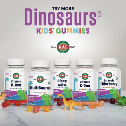 KAL Vitamin D-Rex Kids Gummies | Healthy Immune, Heart, Bone and Oral Support | Vegetarian, Gluten Free | 60 Ct