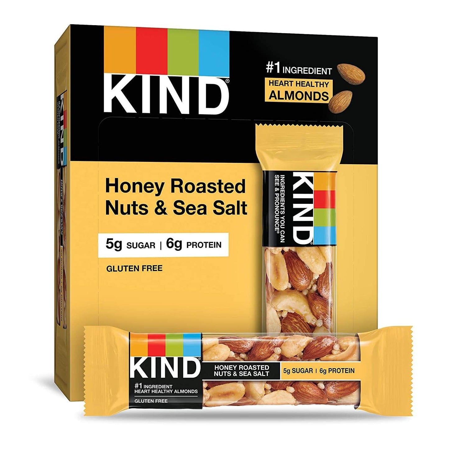 KIND Bars, Honey Roasted Nuts and Sea Salt, Gluten Free, Low Sugar, 1.4oz, 12 Count and Bars, Maple Glazed Pecan and Sea Salt, Gluten Free, Low Sugar, 1.4oz, 12 Count