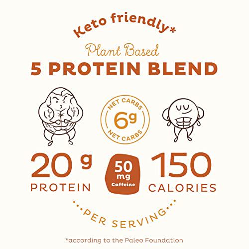 KOS Coffee Protein Powder - Salted Caramel Coffee Vegan Protein Powder - Keto, Organic, Dairy Free - 1.2 Pounds