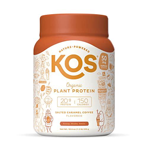 KOS Coffee Protein Powder - Salted Caramel Coffee Vegan Protein Powder - Keto, Organic, Dairy Free - 1.2 Pounds