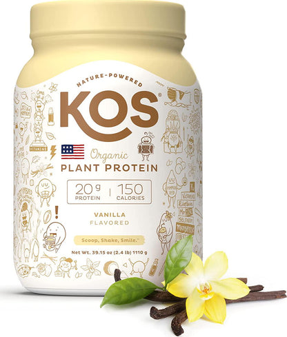 KOS Organic Plant Based Protein Powder, Vanilla - Delicious Vegan Protein Powder - Keto Friendly, Gluten Free, Dairy Free and Soy Free - 2.4 Pounds, 30 Servings