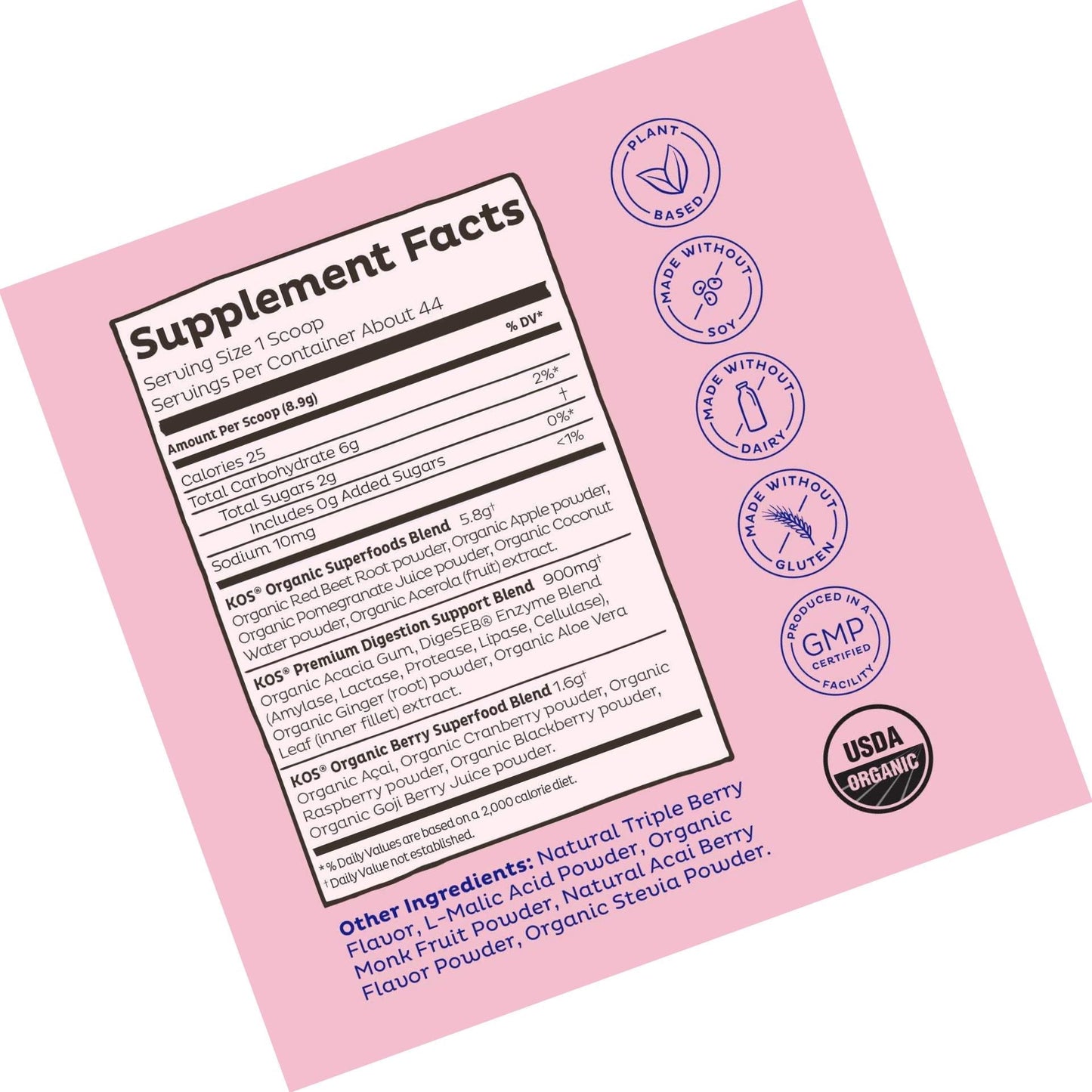 KOS Organic Reds Blend | Amazing Tasting Red Juice Powder Energy Blend | Hydrating, Antioxidant Rich, Resveratrol, Superfood Ingredients, 378.4g, 44 Servings