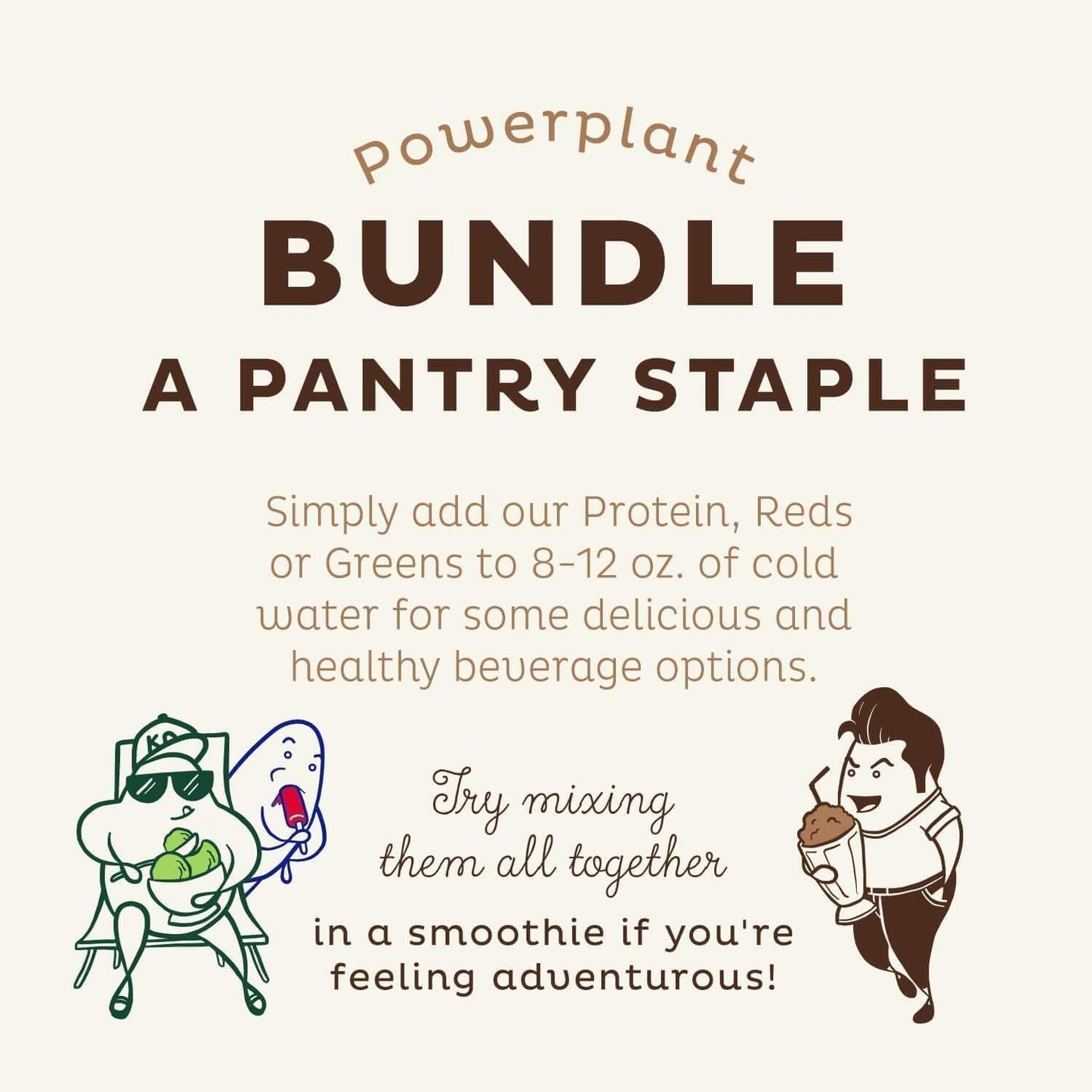 KOS PowerPlant Bundle (Organic Plant-Based Chocolate Protein Powder + Organic Reds Blend + Organic Greens Blend)