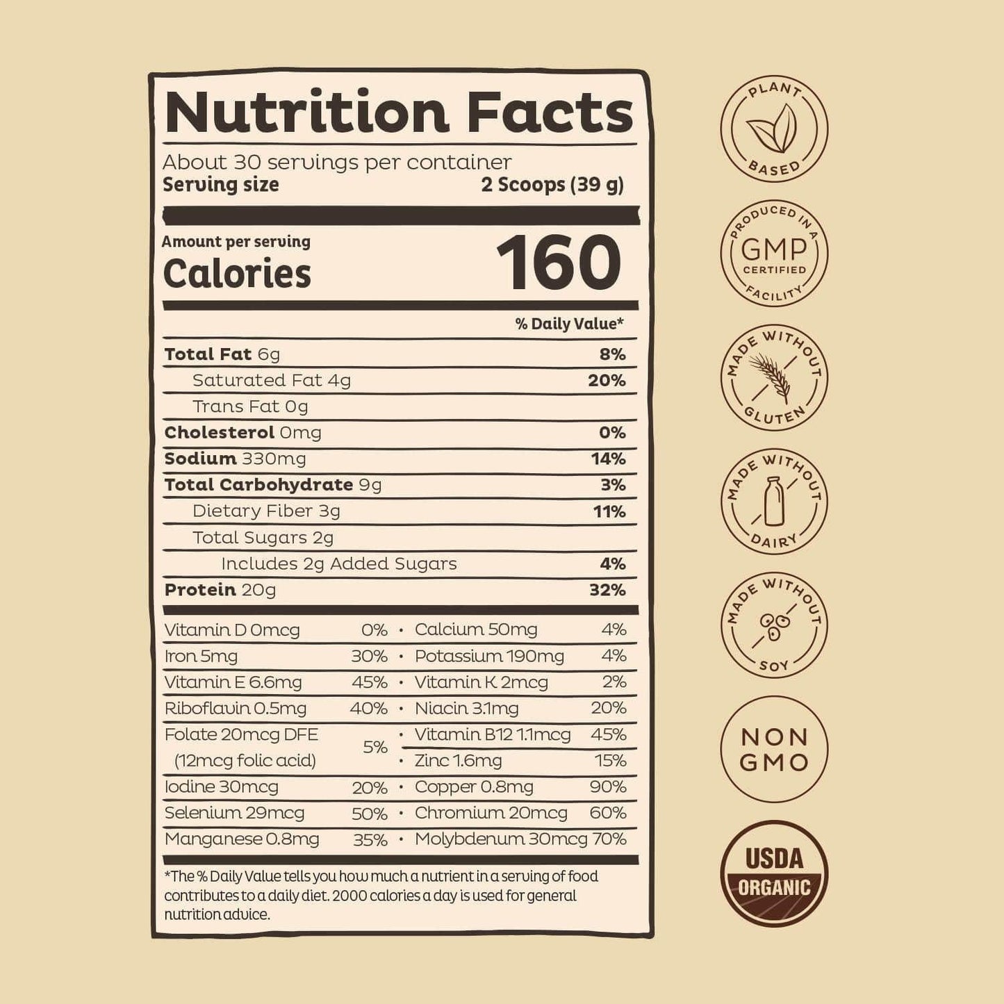 KOS Vegan Protein Powder, Chocolate - Low Carb Pea Protein Blend - Plant Based Protein Powder - USDA Organic, Keto, Gluten, Soy and Dairy Free - Meal Replacement for Women and Men - 30 Servings