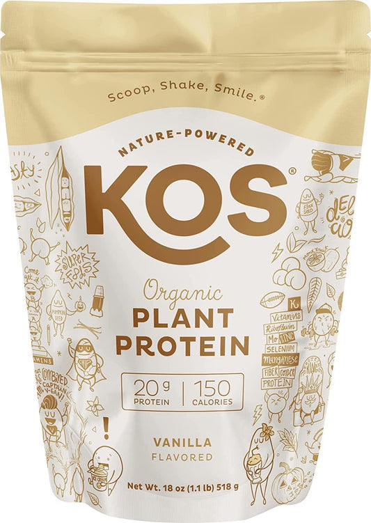 KOS Vegan Protein Powder Vanilla - Plant Based, Organic, Keto Friendly - 1.25 Pounds, 14 Servings