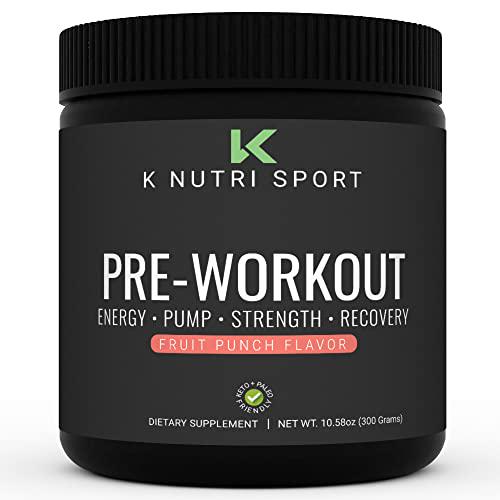 K Nutri Pre-Workout Supplement Powder [30 Servings] Boost Energy, Sharpen Focus, Increase Endurance - Preworkout Energy Drink for Men and Women