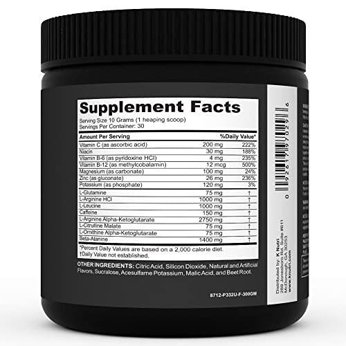 K Nutri Pre-Workout Supplement Powder [30 Servings] Boost Energy, Sharpen Focus, Increase Endurance - Preworkout Energy Drink for Men and Women