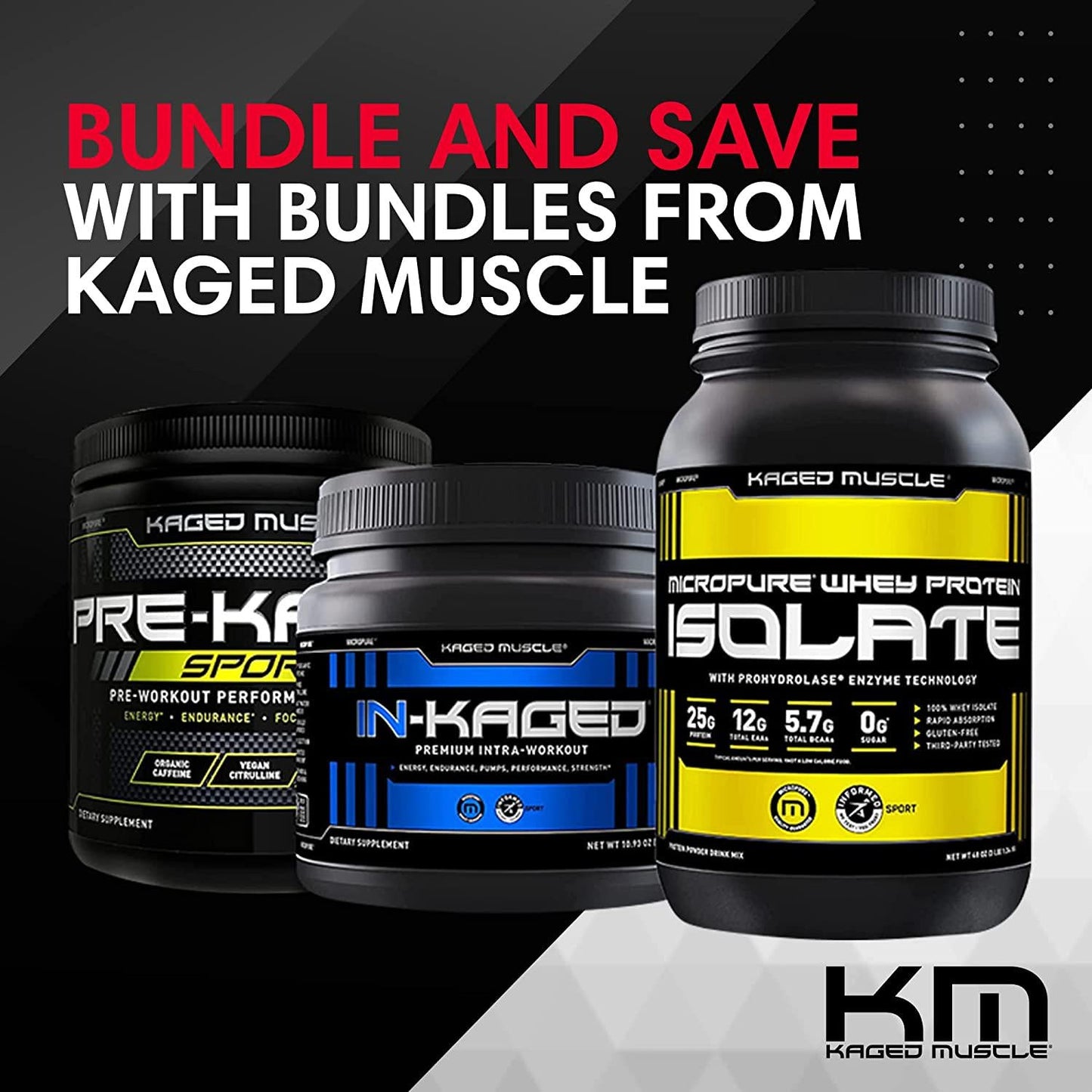 Kaged Muscle Ultimate Workout Bundle, Includes Pre-Workout, Intra-Workout, Whey Protein, (Glacier Grape, Watermelon, Vanilla)