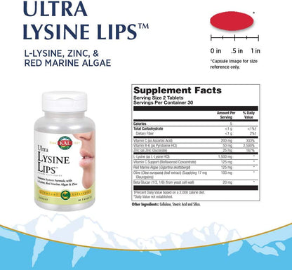 Kal Ultra Lysine Lips Tablets, 60 Count