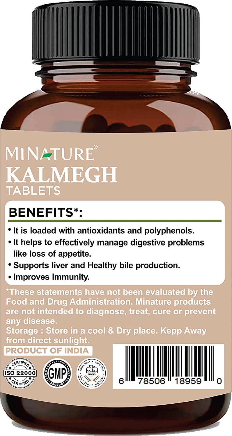 Kalmegh Tablets by mi Nature | 90 Tablets, 1000 mg | 45 Days Supply | Andrographis Supplements| Vegan |Digestion Support| Detoxify Liver | King of Bitters| antioxidant