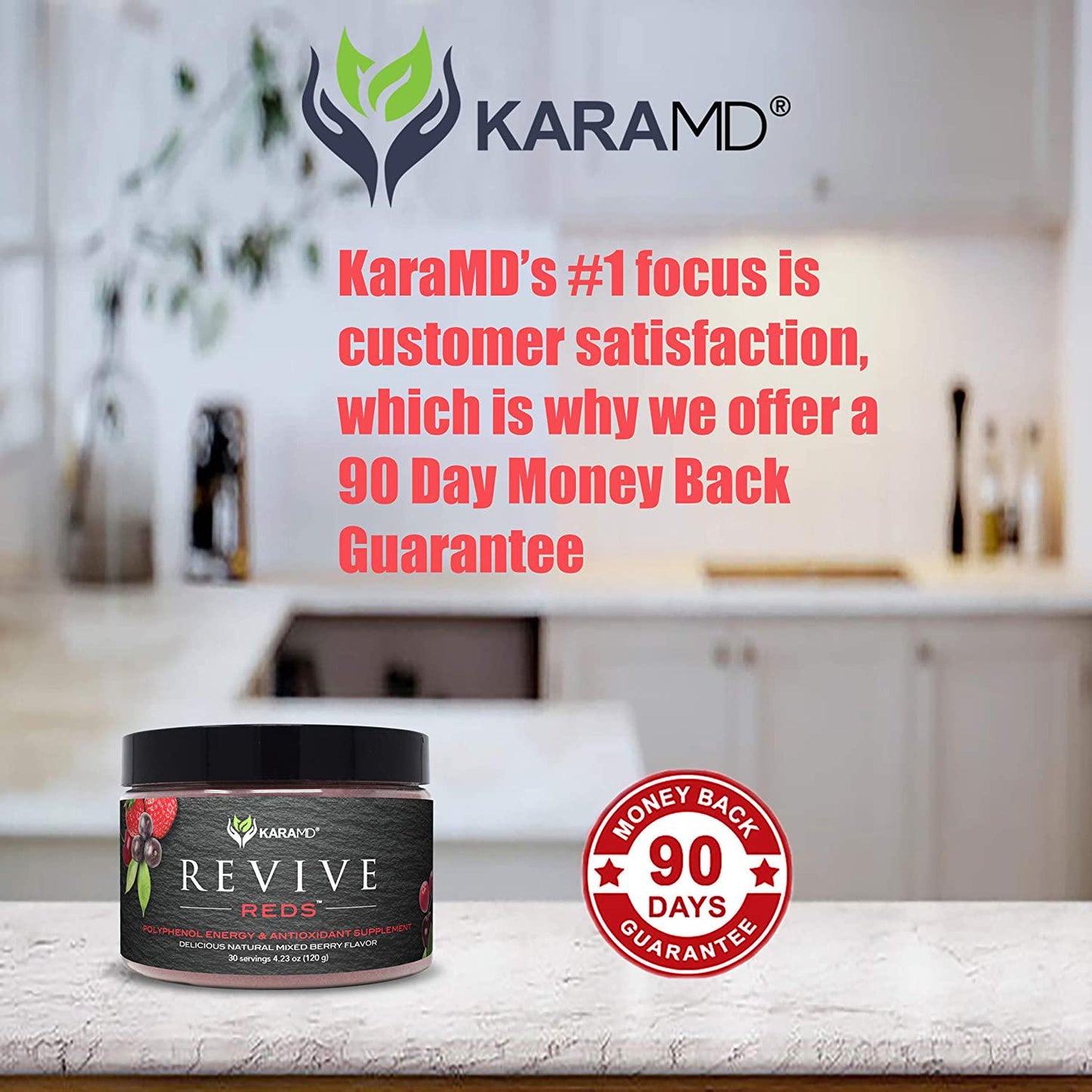 KaraMD Revive Reds | Dr Formulated Polyphenal Energy Booster Supplement | Natural and Non-GMO Superfoods Powder | Immune System Support and Complete Digestive Enzymes, 30 Concentrated Servings